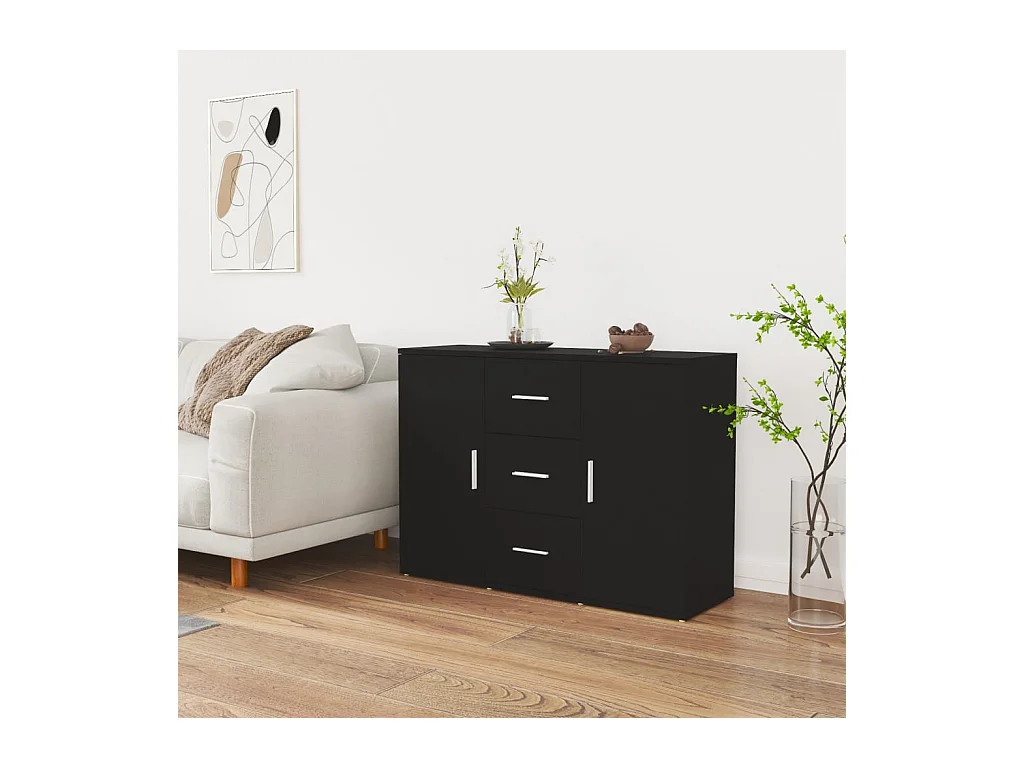 Buffet Noir 91x29,5x65 cm Bois d'ingénierie EGER47176