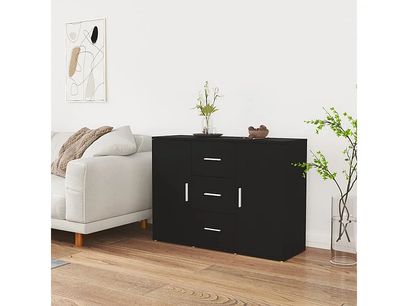 Dressoir 91x29,5x65 cm bewerkt hout zwart NL180316