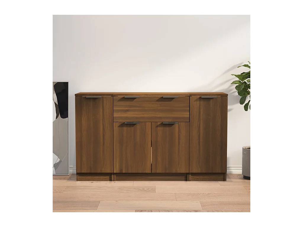 Buffets 3 pcs Chêne marron Bois d'ingénierie EGER99572