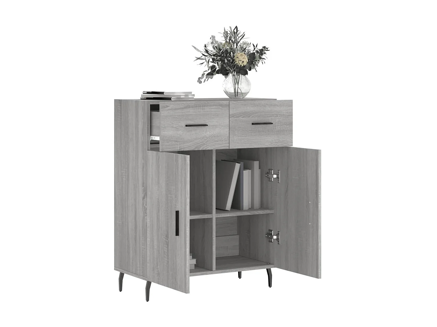 Dressoir 69,5x34x90 cm bewerkt hout grijs sonoma eikenkleurig NL583499