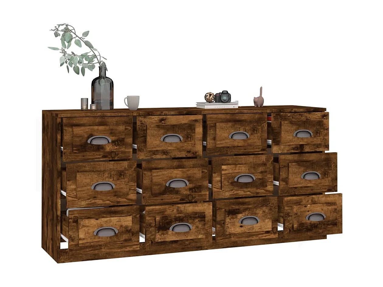 Buffets 2 pcs chêne fumé bois d'ingénierie EGER65879