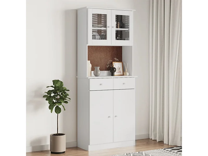 Highboard,Kommode ALTA Weiß 77x35x188 cm Massivholz Kiefer -gkd460366