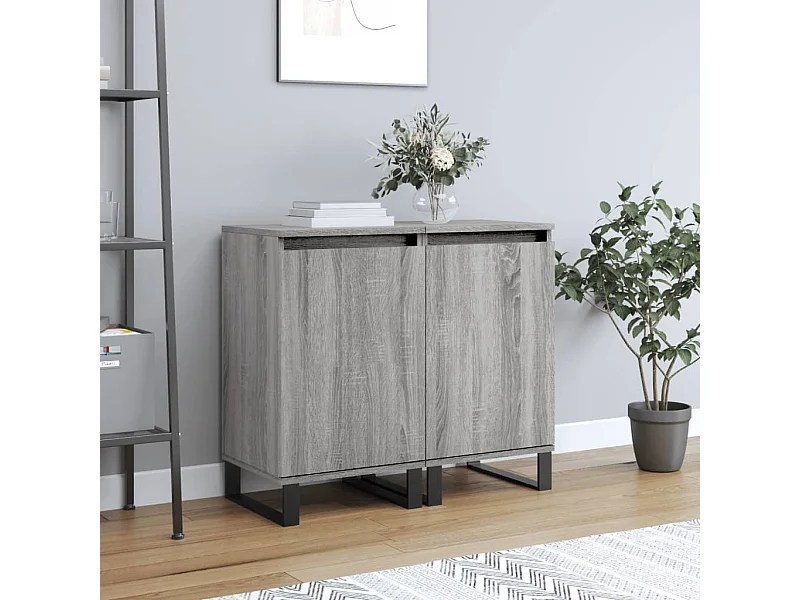 Dressoirs 2 st 40x35x70 cm bewerkt hout grijs sonoma NL317458