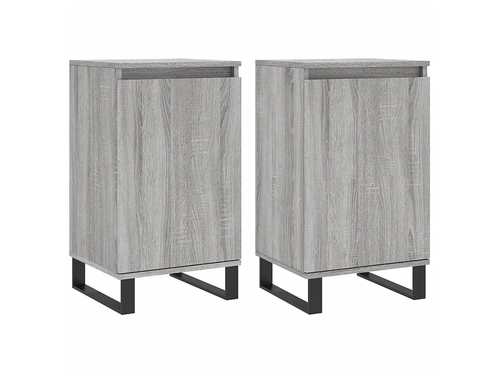 lot de 2 Buffets sonoma gris 40x35x70 cm bois d'ingénierie QWE43600