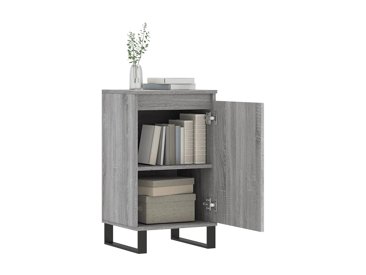 lot de 2 Buffets sonoma gris 40x35x70 cm bois d'ingénierie QWE43600