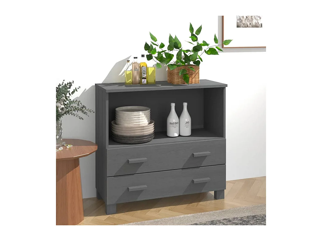 Buffet HAMAR Gris foncé 85x35x80 cm Bois massif de pin EGER60589