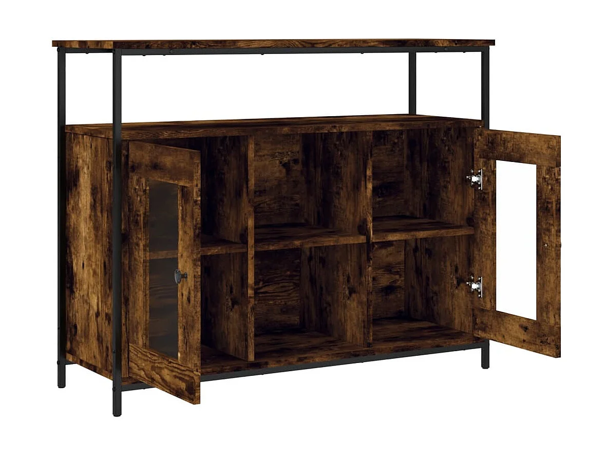 Buffet chêne fumé 100x35x80 cm bois d'ingénierie QWE93062