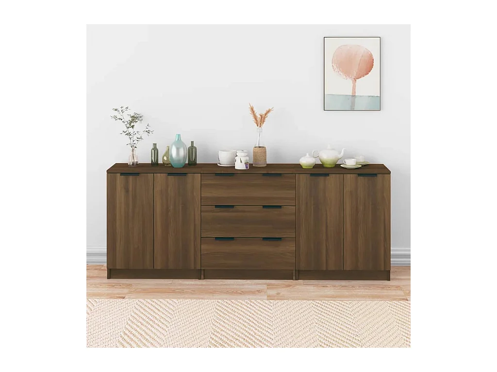 Buffets 3 pcs Chêne marron Bois d'ingénierie EGER24836