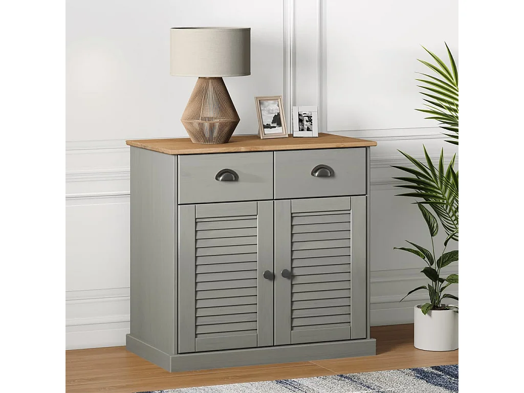 Buffet avec tiroirs VIGO 78x40x75 cm gris bois massif de pin QWE39080