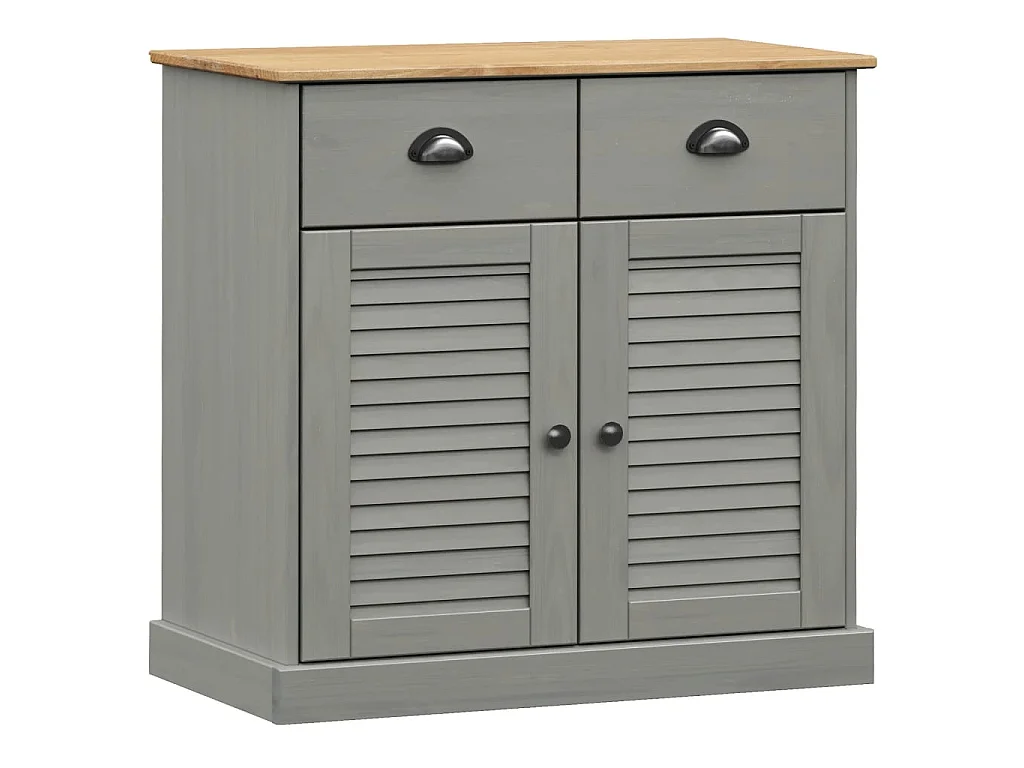 Buffet avec tiroirs VIGO 78x40x75 cm gris bois massif de pin QWE39080
