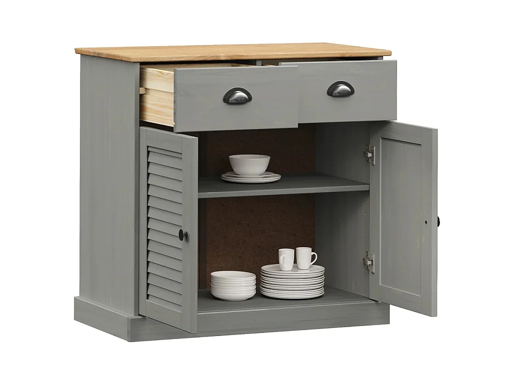 Buffet avec tiroirs VIGO 78x40x75 cm gris bois massif de pin QWE39080