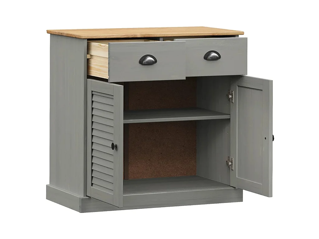 Buffet avec tiroirs VIGO 78x40x75 cm gris bois massif de pin QWE39080