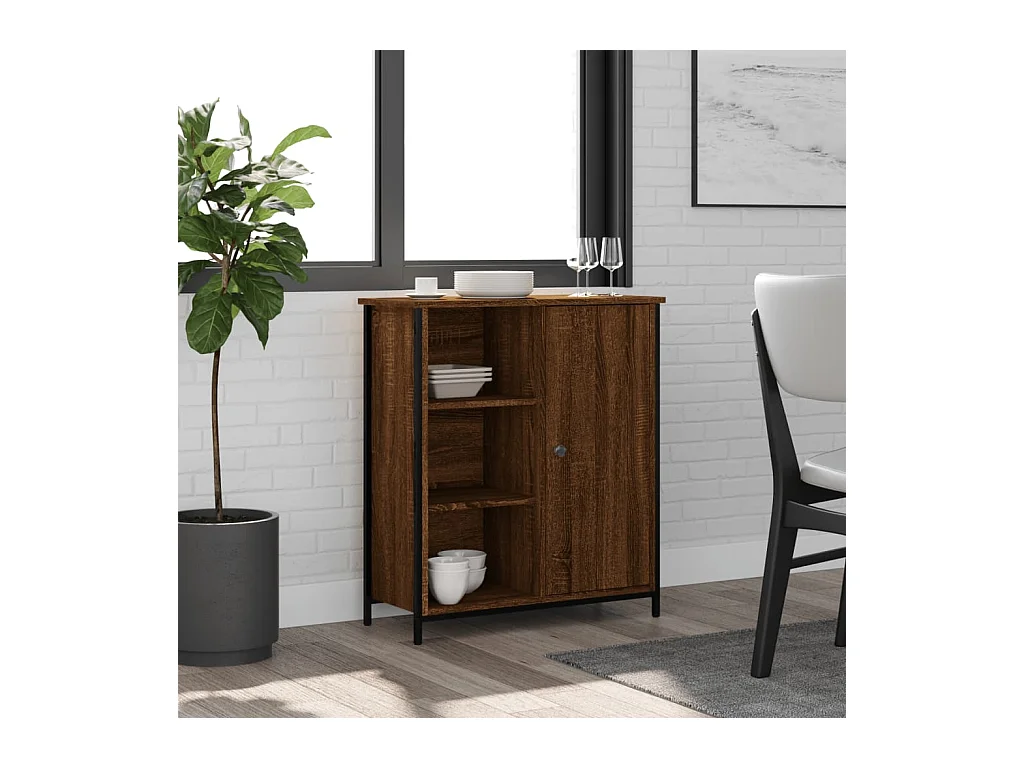 Buffet chêne marron 70x30x80 cm bois d'ingénierie QWE65506
