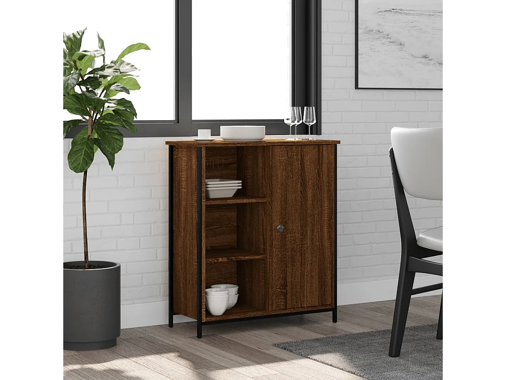 Buffet chêne marron 70x30x80 cm bois d'ingénierie QWE65506