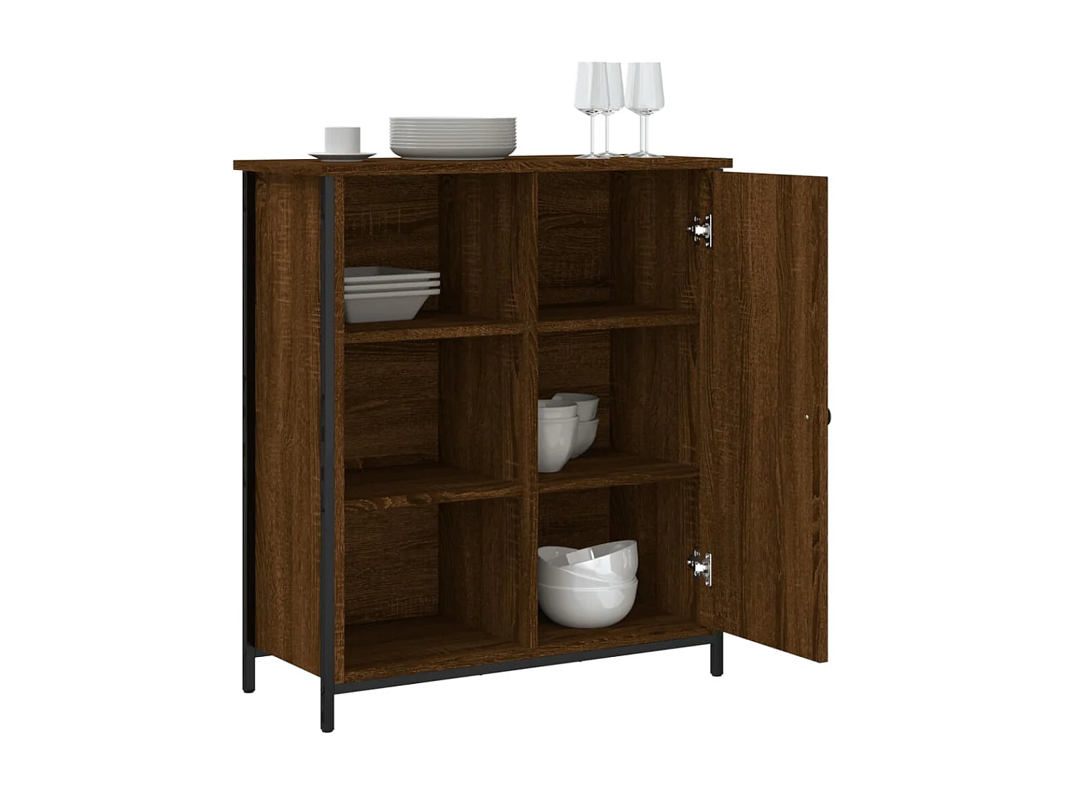Buffet chêne marron 70x30x80 cm bois d'ingénierie QWE65506