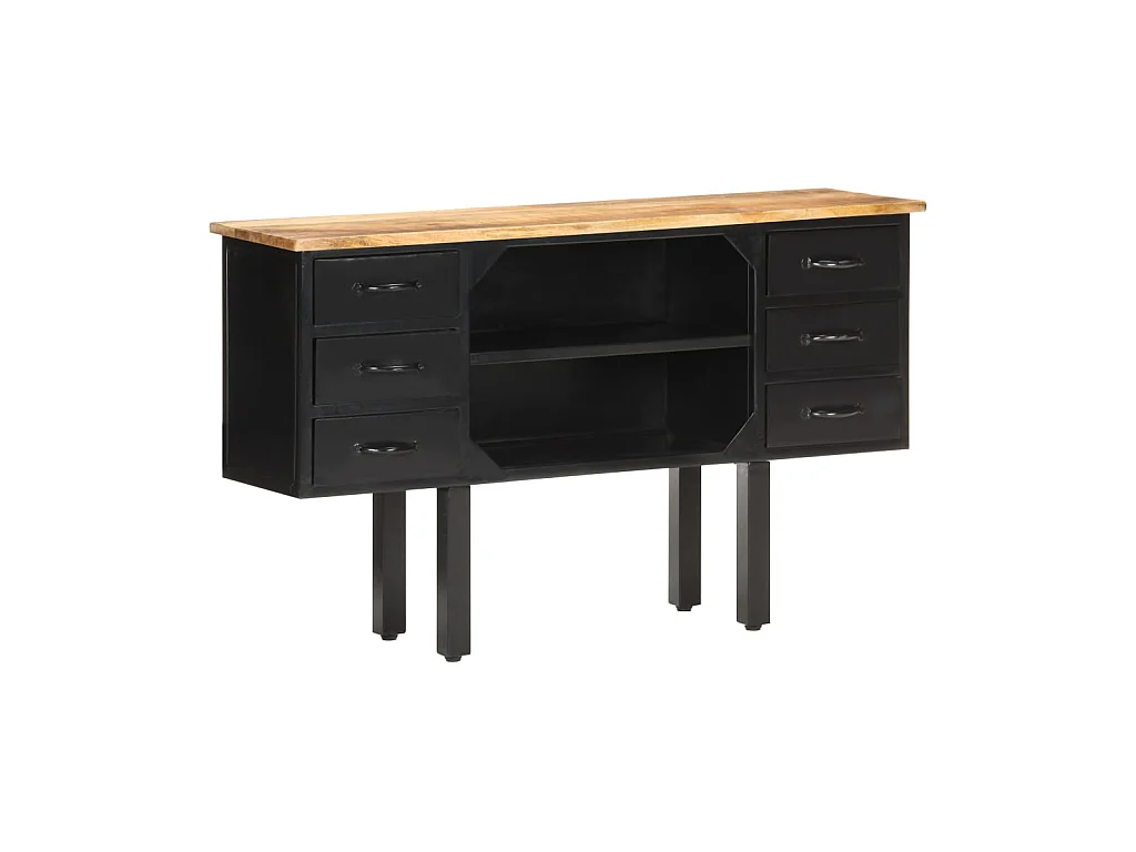 Buffet 110x30x65 cm Bois de manguier massif brut et acier EGER46694
