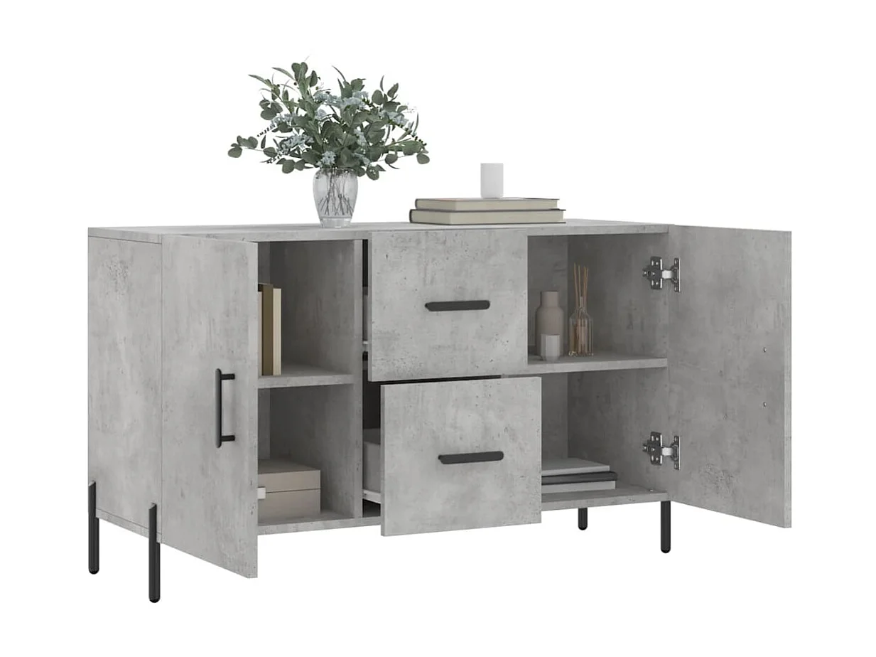 Buffet gris béton 100x36x60 cm bois d'ingénierie QWE83485