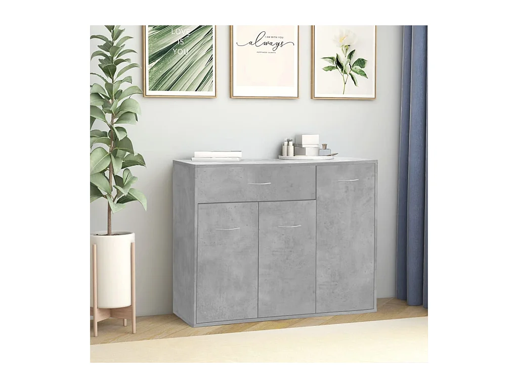 Buffet Gris béton 88x30x70 cm Aggloméré EGER52120