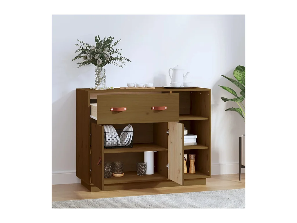 Buffet Marron miel 98,5x40x75 cm Bois massif de pin QWE41455