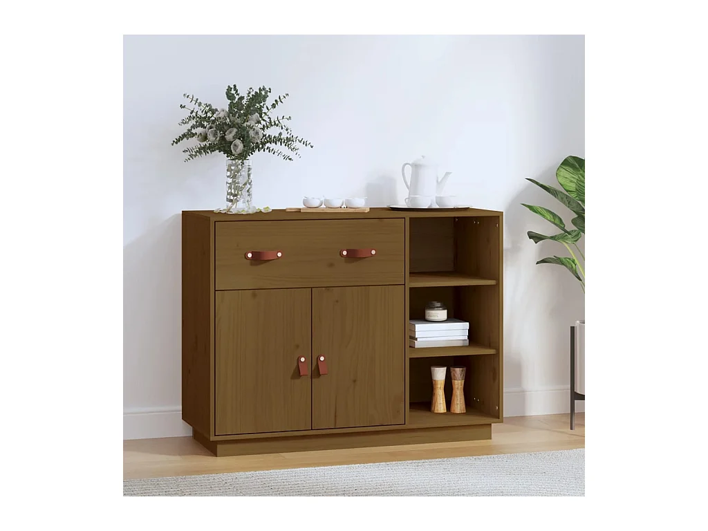 Buffet Marron miel 98,5x40x75 cm Bois massif de pin QWE41455