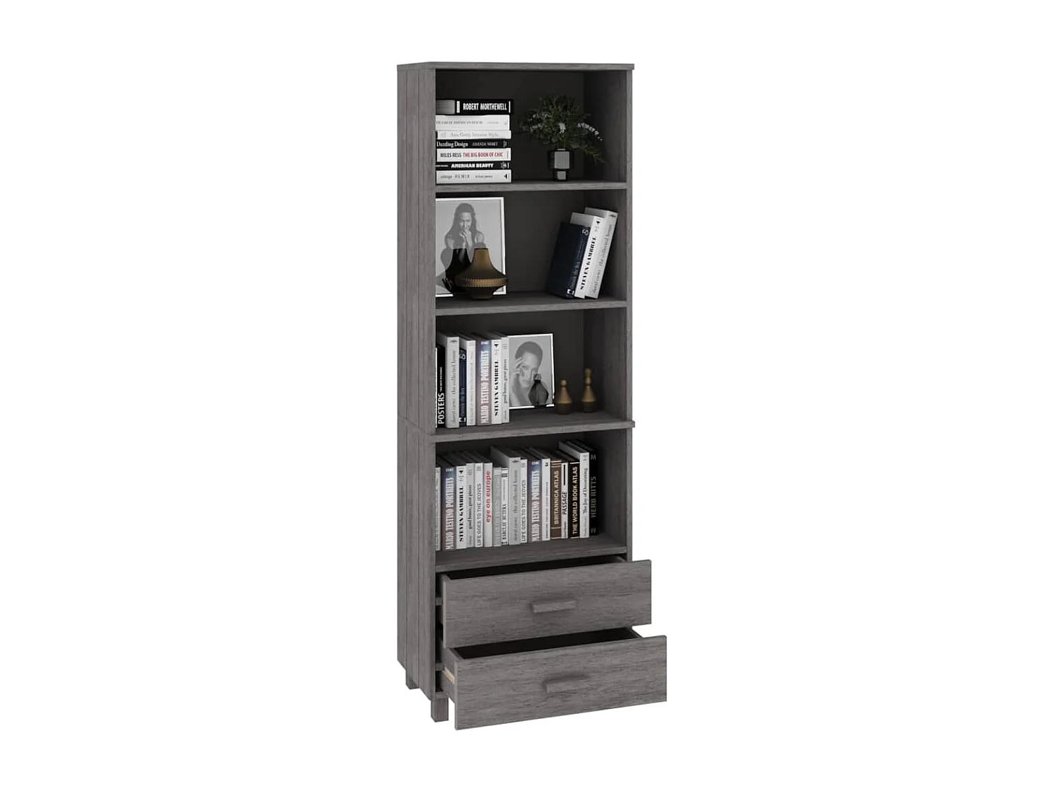 Buffet haut HAMAR Gris clair 60x35x180 cm Bois de pin massif EGER56244