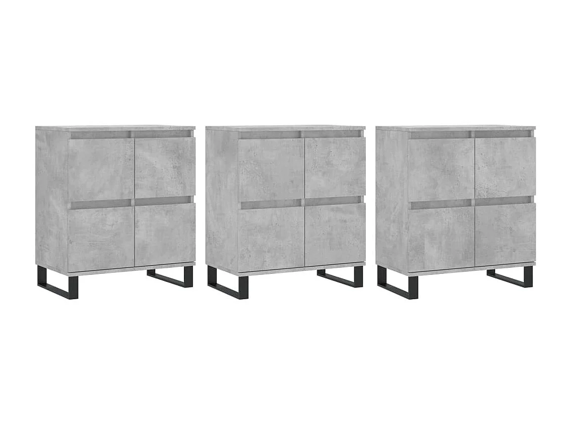 lot de 3 Buffets gris béton bois d'ingénierie QWE63367