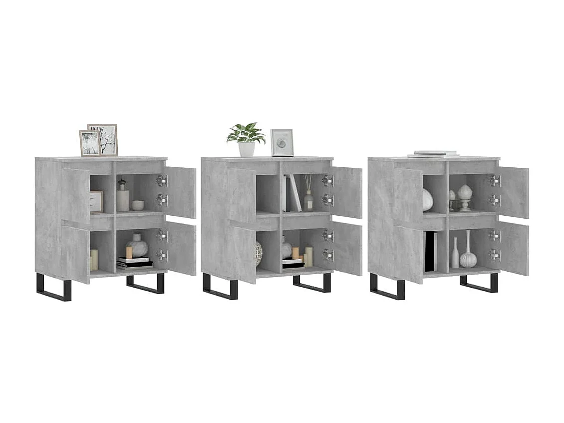 lot de 3 Buffets gris béton bois d'ingénierie QWE63367