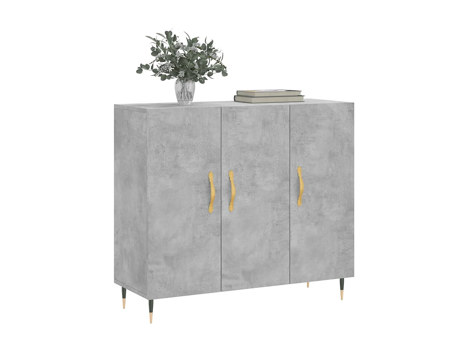 Buffet gris béton 90x34x80 cm bois d'ingénierie QWE61190