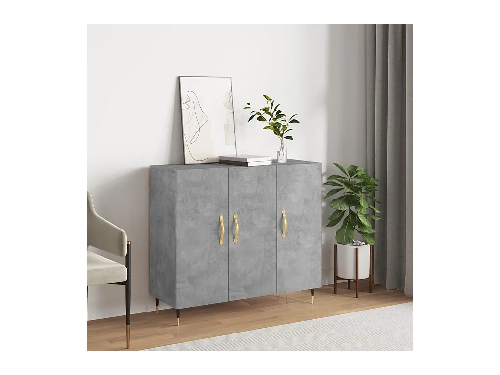 Buffet gris béton 90x34x80 cm bois d'ingénierie QWE61190