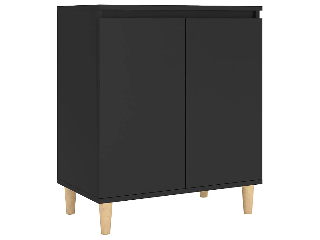 Dressoir met massief houten poten 60x35x70 cm spaanplaat zwart NL941007