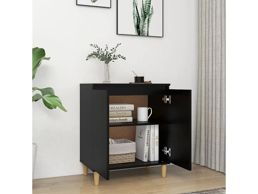 Aparador con patas madera contrachapada negro 60x35x70 cm ES45182