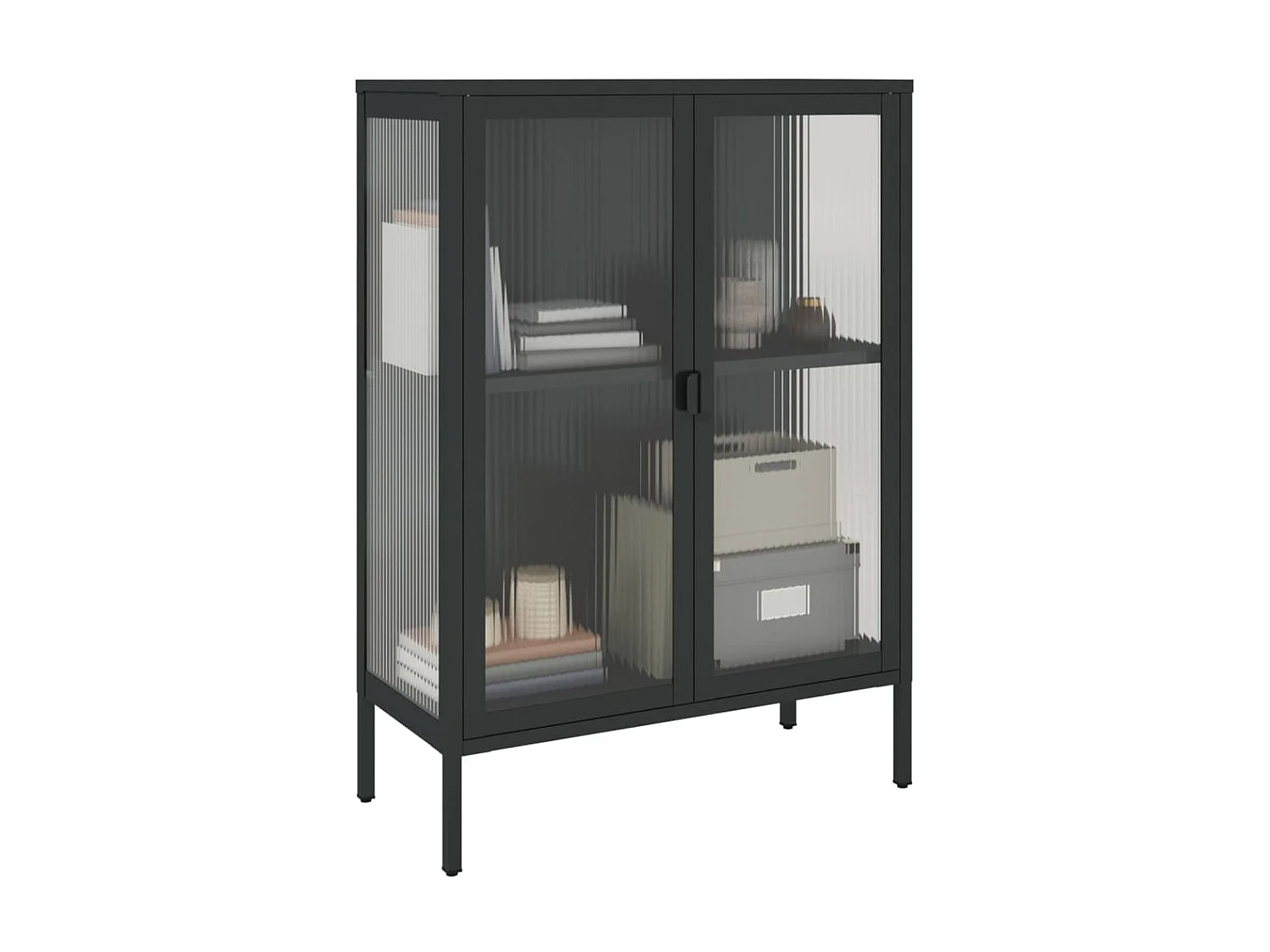 Aparador alto vidrio y acero negro 75x35x105 cm ES84312