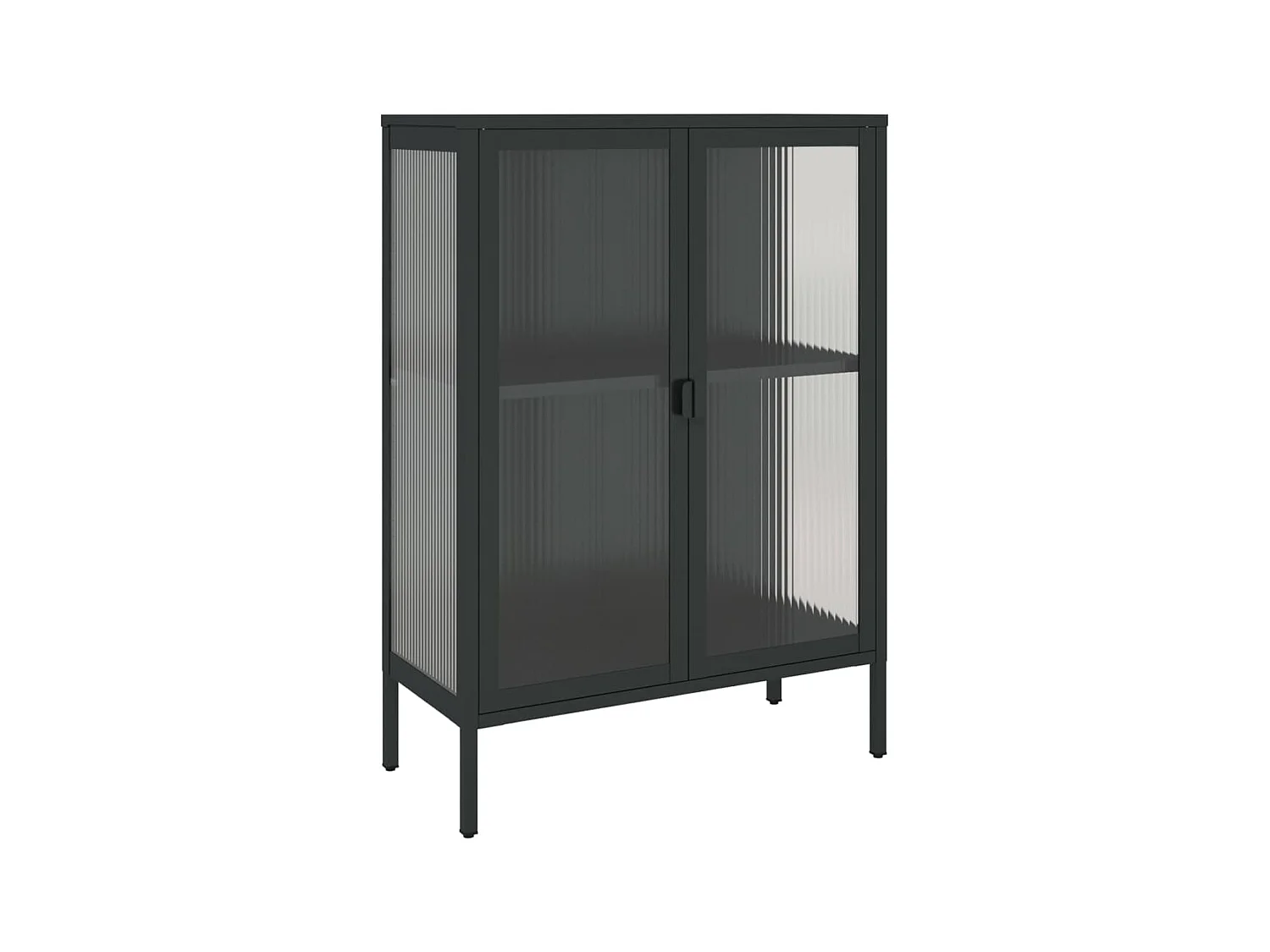 Buffet noir 75x35x105 cm verre et acier EGER13775