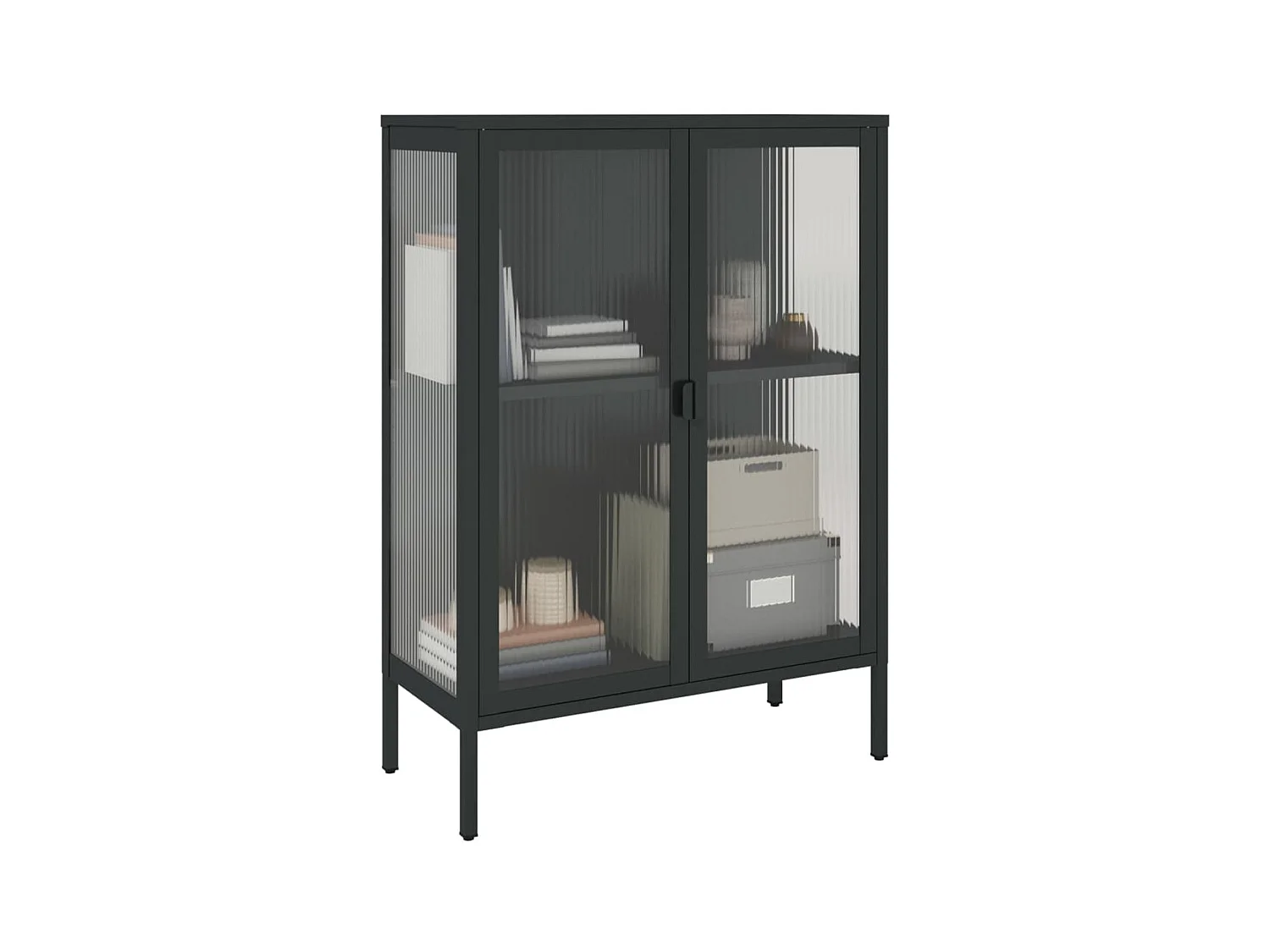 Buffet noir 75x35x105 cm verre et acier EGER13775