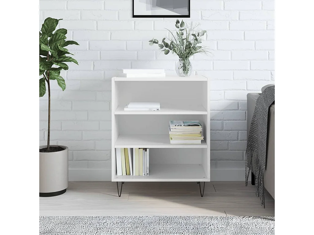 Buffet blanc brillant 57x35x70 cm bois d'ingénierie QWE16366