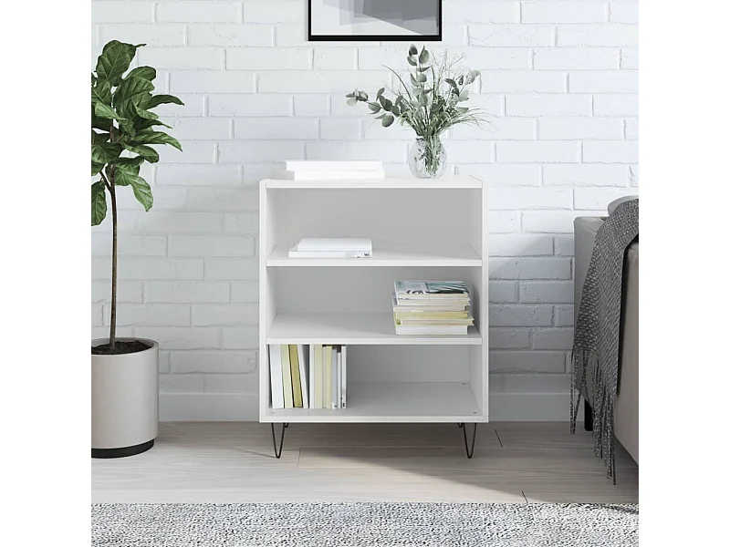 Buffet blanc brillant 57x35x70 cm bois d'ingénierie QWE16366