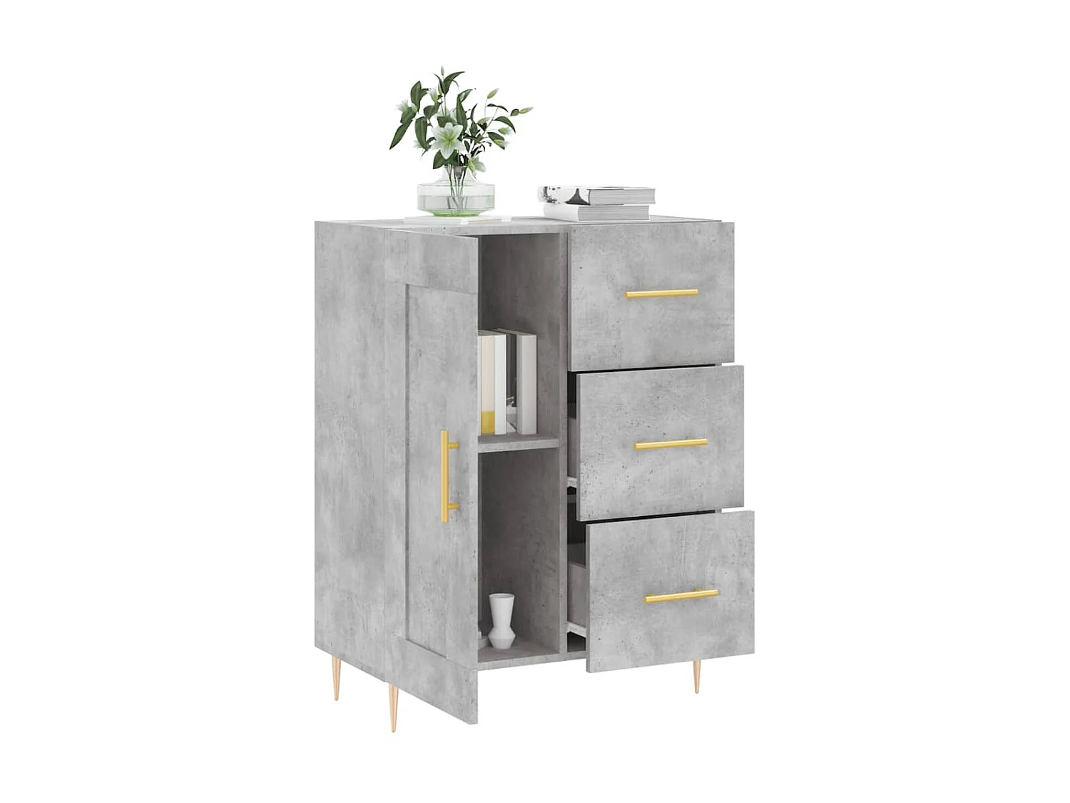 Buffet gris béton 69,5x34x90 cm bois d'ingénierie QWE14057