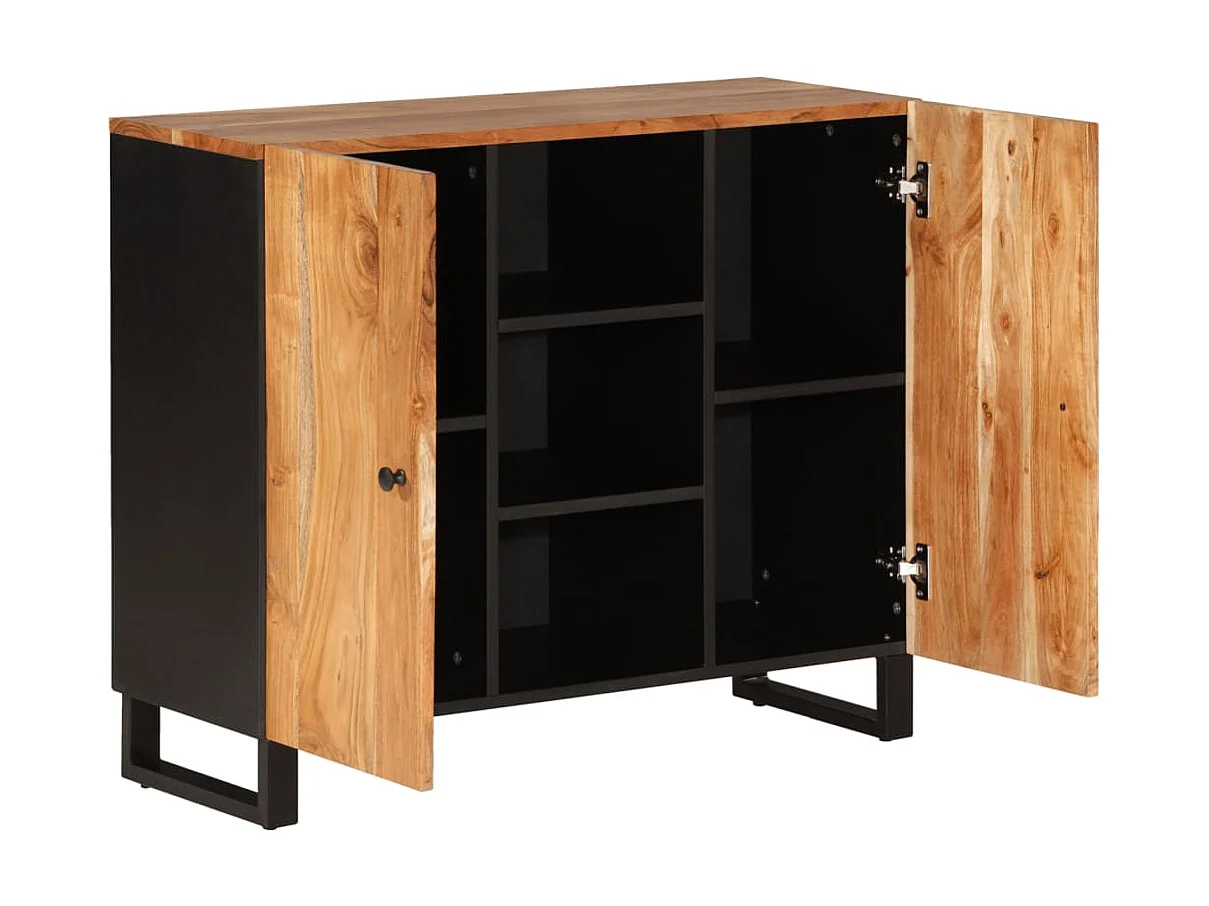 Aparador con 2 puertas madera maciza de acacia 90x33x75 cm ES45068