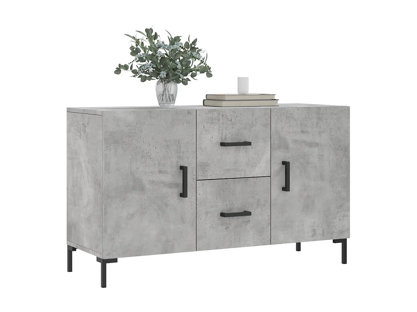 Buffet gris béton 100x36x60 cm bois d'ingénierie QWE91303