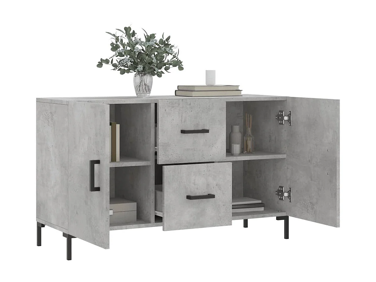 Buffet gris béton 100x36x60 cm bois d'ingénierie QWE91303