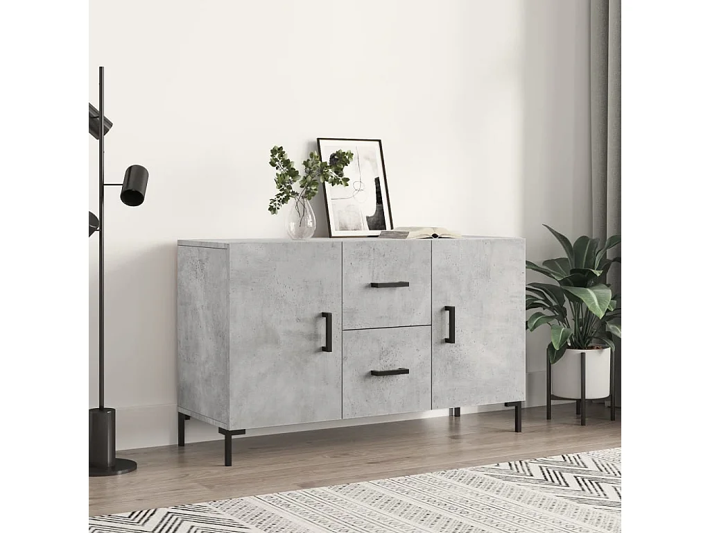 Buffet gris béton 100x36x60 cm bois d'ingénierie QWE91303