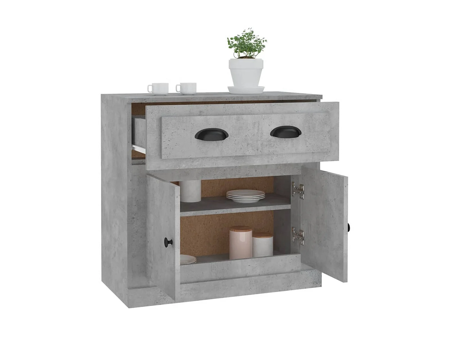 Buffet gris béton 70x35,5x67,5 cm bois d'ingénierie EGER92204