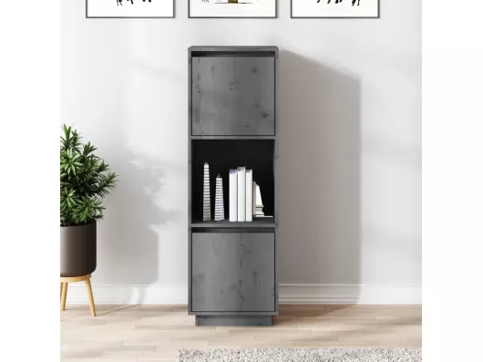 Kauf Unique Highboard,Kommode Grau 38x35x117 cm Massivholz Kiefer -gkd78616