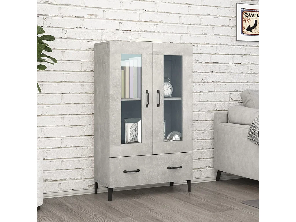 Buffet haut Gris béton 70x31x115 cm Bois d'ingénierie EGER45089