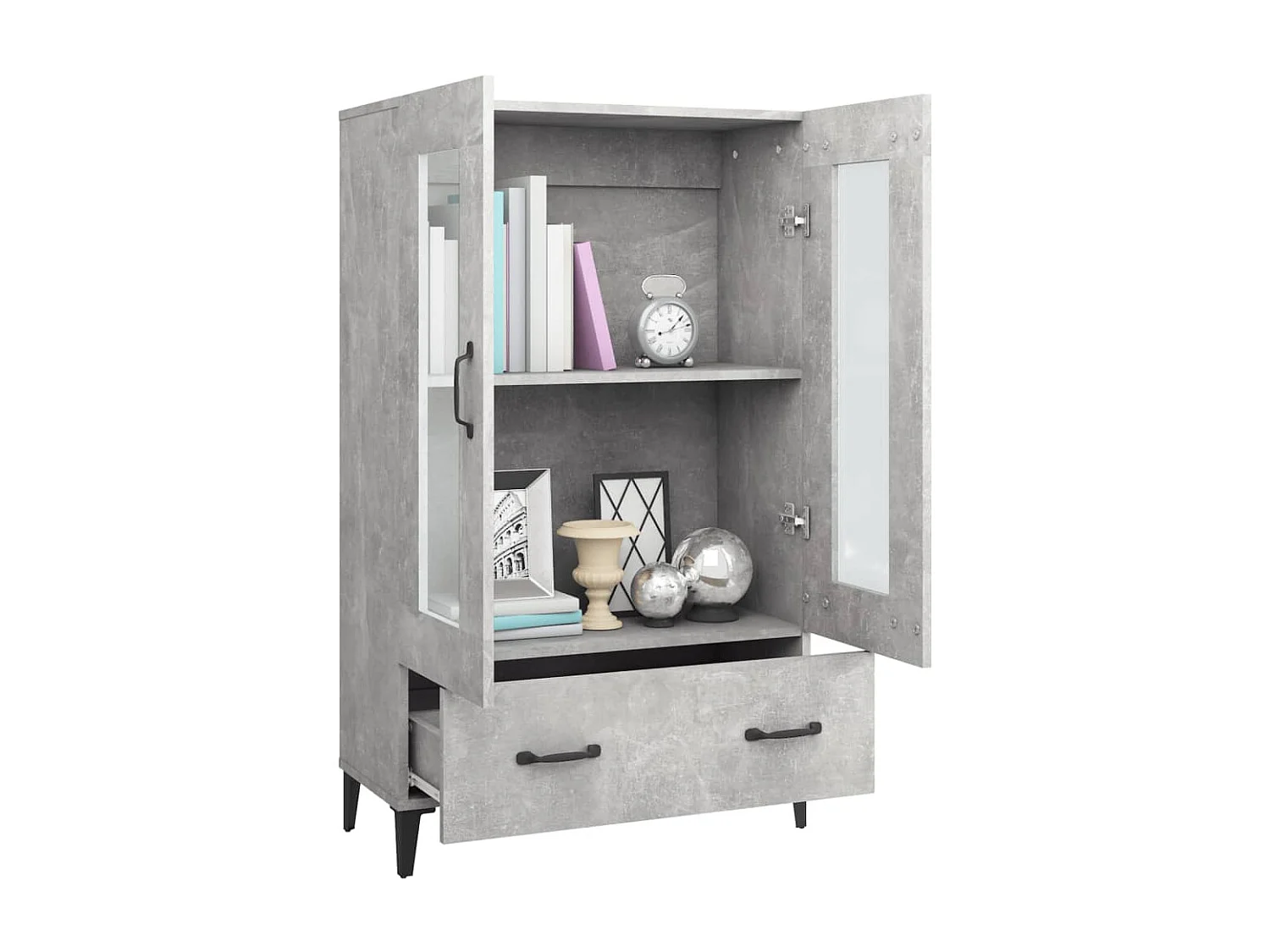 Buffet haut Gris béton 70x31x115 cm Bois d'ingénierie EGER45089
