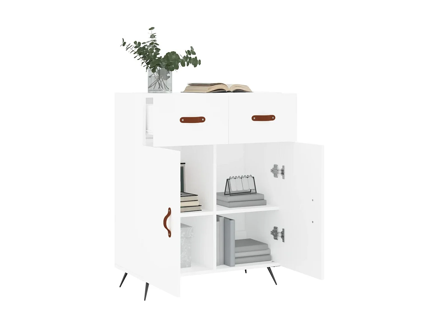 Aparador de madera de ingeniería blanco 69,5x34x90 cm ES80174