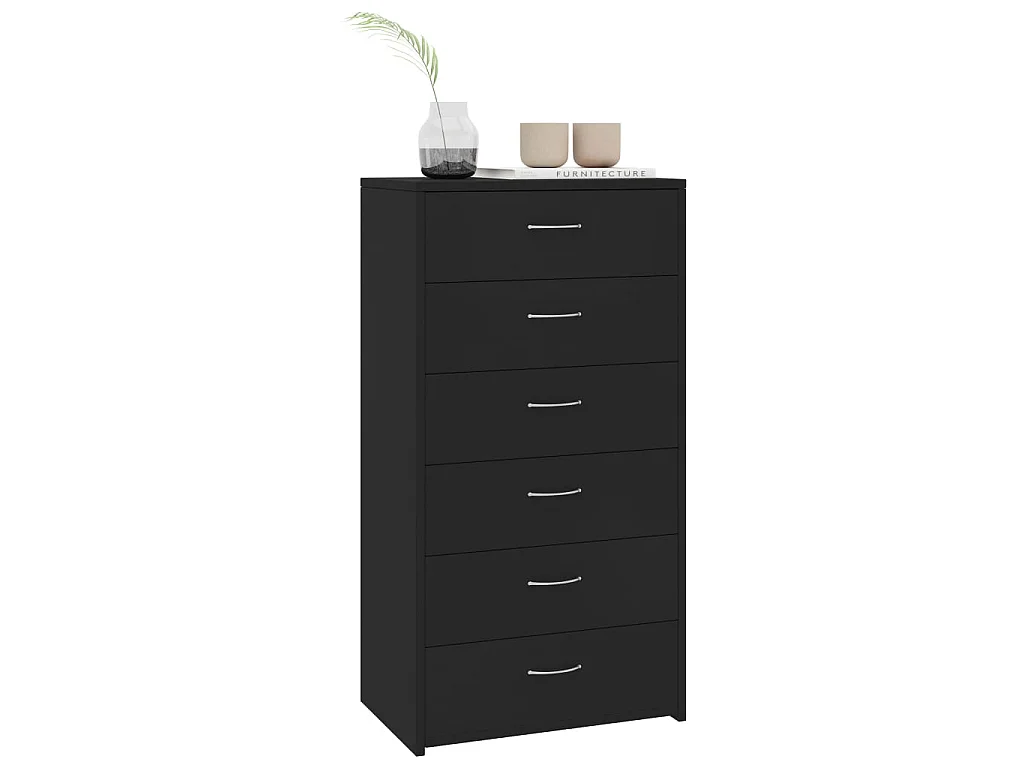 Buffet avec 6 tiroirs Noir 50x34x96 cm Aggloméré EGER94475