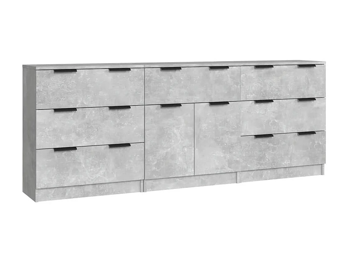 Buffets 3 pcs Gris béton Bois d'ingénierie EGER27843