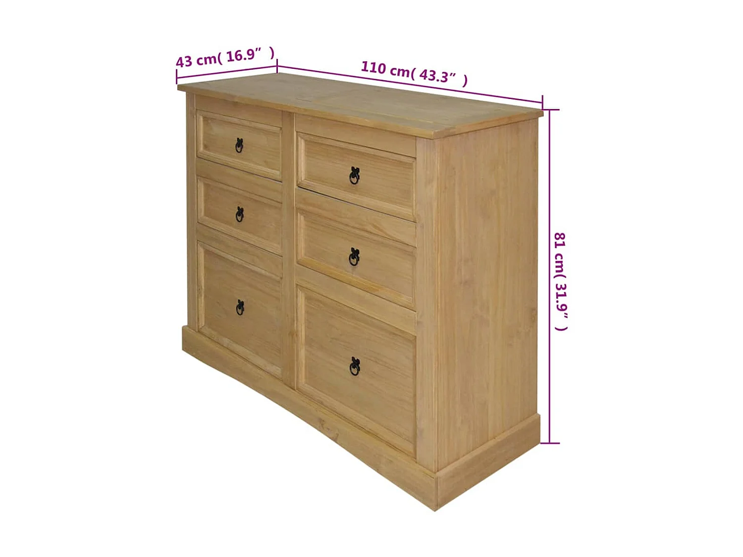 Buffet Gamme Corona Pin mexicain 110x43x81 cm EGER38253