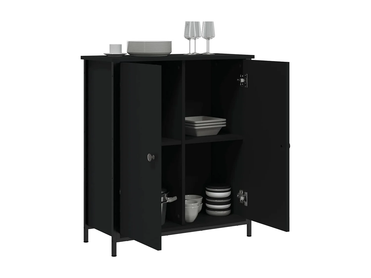 Aparador de madera de ingeniería negro 70x30x80 cm ES25425